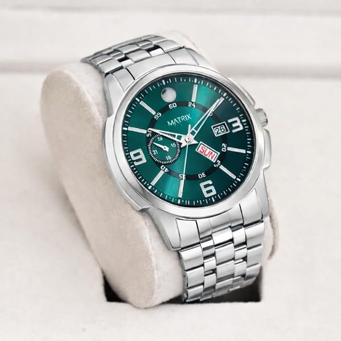 Blue Day & Date Stainless Steel Strap Analog Watch for Men