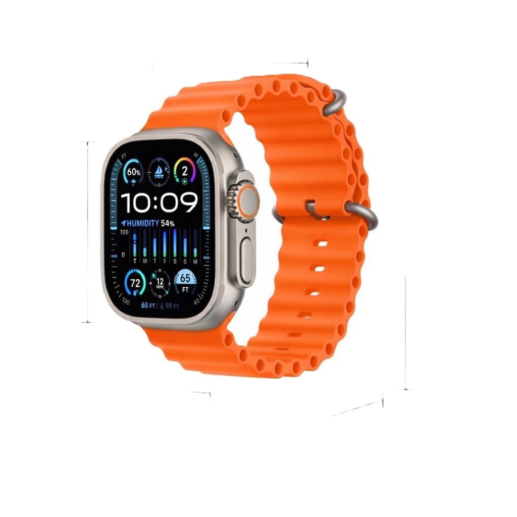Smartwatch with Bluetooth Calling, Heart Rate Monitor, Orange Silicon Band, Square Display, Magnetic Fast Charging